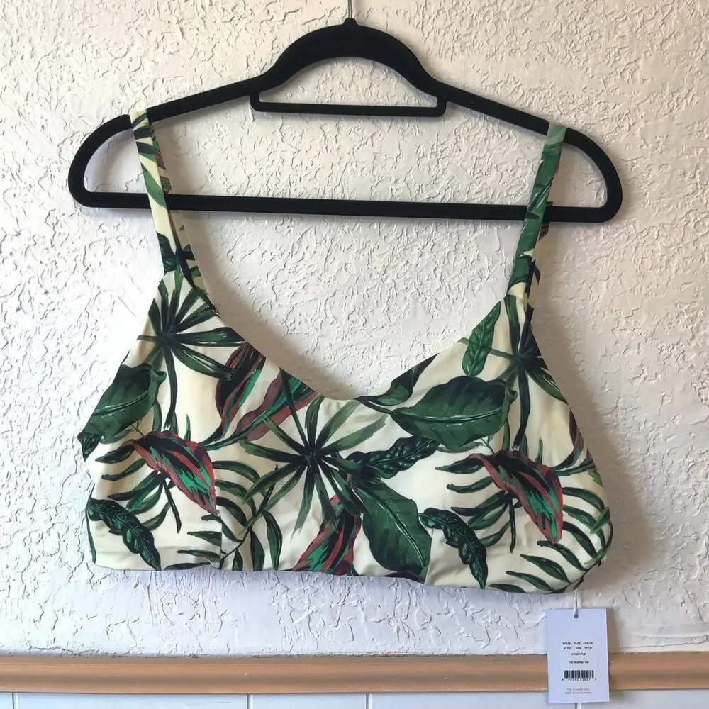 Andie Swim Bikini Top Tropical Leaf Print‎ Sz XXXL The Molokai Eco Nylon